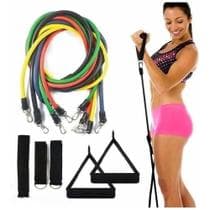 Kit 11 peças Elásticos Extensor Exercício Faixa Treino Muscular Yoga Academia JT-003 LT-011 - MKB