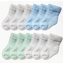 Kit 12 Pares de Meia Meias Lisa Bebê Infantil RN Recém Nascido 0 a 10 Meses Menino - Kiara Baby