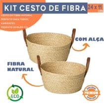 Kit 2 Cesta Organizadora Palha Multiuso em Fibra Natural 24x11 cm Mocca com Alça - Paramount
