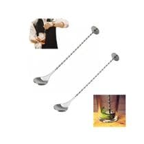 Kit 2 Colheres Inox Coquetel Bailarina 26cm Drinks Barman - Mimo