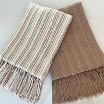 Kit 2 De Manta Para Sofá Cappuccino e Cru Pontilhado Luxo 1,20m X 1,80m 100% Algodão Tear Mineiro - Ms têxtil