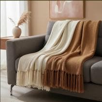 kit 2 Mantas Para Sofá Caramelo Luxo e Cru 1,20x1,80m Decoração De Luxo E Proteção 100% Algodão - Ms Têxtil