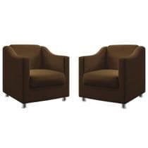 Kit 2 Poltronas Decorativa Tila Sala de Estar Sala Sued Marrom Escuro - Kimi Design