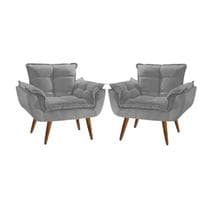 Kit 2 Poltronas Opala Decorativa Reforçada Recepção Clínica Salão Sala de Estar Suede - LUXUOSADECOR