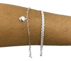 Kit 2 Pulseiras Braceletes Feminina Folheadas Prata 925 - PAPILLON SEMI JÓIAS