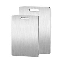 Kit 2 Tábuas de Corte Inox Retangular Moderna Carne Cozinha Gourmet Almoço Massas Legumes Frutas Churrasco Restaurante Buffet Festas Eventos - Top House