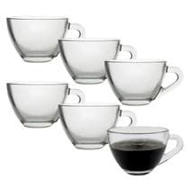 Kit 24 Xicara Caneca Taça Copo De Vidro Transparente Sem Pires Moderno Café Chá Cappuccino Alça 90ml - CASAMBIENTE