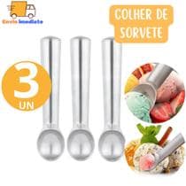 Kit 3 Colher Boleador Concha Para Sorvete ou Açaí Pegador De Sorvete para Buffet Restaurante Casa S - Sq Só Qualidade