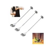 Kit 3 Colheres Inox Coquetel Bailarina 26cm Drinks Barman - Mimo