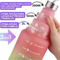 Kit 3 Garrafas de Água Squeeze 2 Litros Hidratação Academia - Galter