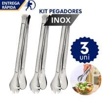 Kit 3 Pegador Pinça em Inox 29cm para Salada Carne Pão Salgado - SQ