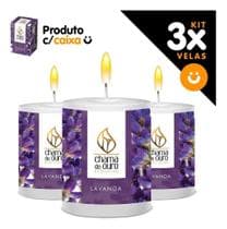 Kit 3x Vela Aromática Vela Perfumada 60g - Lavanda - Chama de Ouro