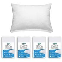 Kit 4 Capas De Travesseiro Fronha Impermeável Silenciosa C/ Zíper Antialérgica Percal 200 Fios 100% Algodão