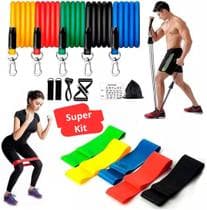 Kit 5 Mini Band + Kit 11 Elastico Extensor Treino Em Casa Exercícios Malhar Musculação Fisioterapia KIT 02 PROD - BC BORA COLEGA SHOP