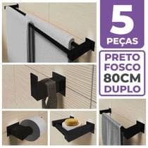 Kit Acessórios Banheiro/lavabo 5 Peças Aço Inox 304 Preto Fosco Q5FPF