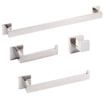 Kit Acessórios Para Banheiro Aço Inox Cromado 4 Peças