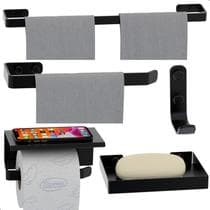 Kit Acessórios Para Banheiro Preto Fosco 5 Peças MAX - MetalCromo