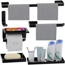 Kit Acessórios Para Banheiro Preto Fosco 6 Peças MAX - MetalCromo