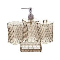Kit Banheiro Lavabo Glamour 4 Peças Para Pias Com Saboneteira Cobre Transparente Organizador de Utensílios de Banheiro e Lavabo Luxo - Plasútil