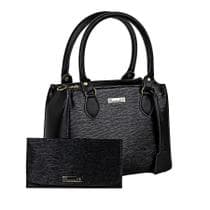 Kit Bolsa Feminina Executiva Transversal + Carteira Mão Preta Lançamento - Shamrock