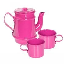 Kit Bule 400ml + 2 Xícaras 100ml Pintados Em Alumínio Pink - Alumínios e Cia