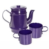 Kit Bule 400ml + 2 Xícaras 100ml Pintados Em Alumínio Roxo - Alumínios e Cia