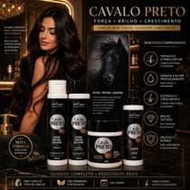 Kit Cavalo Preto Bell Corpus Biotina Pantenol Queratina Shampoo Máscara Leave In 4 Itens