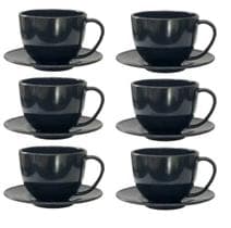 Kit Chá Capuccino180ml (ACRILICO) Mesa posta 6 Xicaras e 6 Pires Redondos ( Plástico) - sem marca