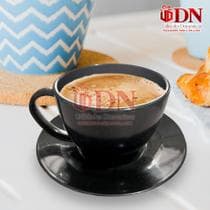 Kit Cha Capuccino180ml Mesa posta 6 Xicaras e 6 Pires Redondos ( Plastico) PRETO - FORTINJET