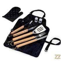 Kit Churrasco 8 Peças Aço Inox Com Avental - Pronta Entrega - ZZ