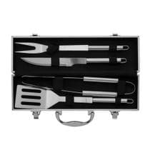Kit Churrasco Aço Inox Faca Garfo Pegador Com Maleta Gourmet Presente - XBZ