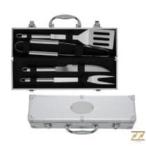 Kit Churrasco Aço Inox Faca Garfo Pegador Com Maleta Gourmet Presente - ZZ