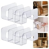 Kit Com 2 Organizadores Livros Bolsas Carteiras Armário 3 Divisórias Transparente Acrílico - Paramount
