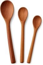 Kit Conjunto de 3 Colheres de Pau Madeira para Cozinha, Tamanhos Variados 263236cm, Bambu Natural, Madeira Maciça