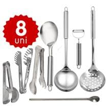 Kit Conjunto de Utensílios de Cozinha com Pegador Massa Salada Universal em Inox - sq