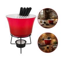 Kit Conjunto Fondue 385ml 6 Peças Panela Em Cerâmica Garfos Vermelho - Kadê