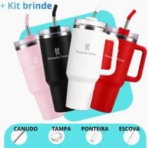 Kit Copo Térmico Inox Portátil 1200ml 1.2L Garrafa Térmica Inoxidável com Tampa e Canudo e Escova para Limpeza…