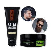Kit Creme Modelador Teia Balm Barba Hidratação Yelsew Homens Masculino Bigode Cabelos Hair Barbearia Cabeleireiro - Arte Sedução