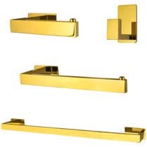 Kit De Acessórios Para Banheiro 4 Peças Dourado Gold