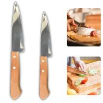 Kit Faca De Aço Inox Com Cabo de Madeira N6 E N8 Para Cozinha Churrasco Profissional - RDMIXUTILIDADES