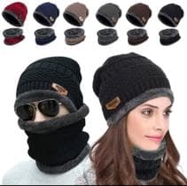 Kit Gorro Touca + Gola Cachecol Protetor Pescoço Lã Inverno - LeoLok