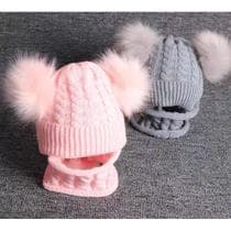 Kit Infantil Bebê Touca Pompom Gorro Cachecol Gola Lã Inverno De Frio Menino Menina - oem