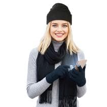 Kit Inverno Feminino Pashmina Cachecol + Touca Lã Forrada + Luva Touch - A.Cat