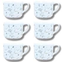 Kit Jogo 6 Xicaras Café/Chá 200ml - Porcelana Dec. Arabescos - Antilope Decor Porcelanas