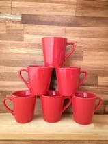 Kit Jogo 6 Xicaras /canecas Porcelana Café Chá vermelho - Neo porcelanas