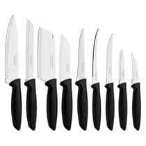 Kit Jogo de Facas Tramontina Plenus 9 Peças Aço Inox para Cozinha e Churrasco