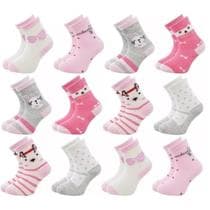 Kit Meia Infantil Cano Longo Feminina 2 a 12 Anos Varias Estampas Divertidas - Sem marca