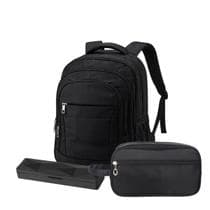 Kit Mochila Executiva Reforçada Viagem Premium Necessaire - Preto - Mormino