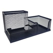 Kit Organizador Preto com 3 Partes para Escritório, Porta Lápis, Porta Caneta, Porta Treco, Organizador de Mesa Escritório Preto Básico Top Barato - Markys Store