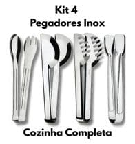 Kit Pegador Inox de Macarrão Massas Salada Universal e Frios cozinha completa mais praticidade Kit 4 peças - Original